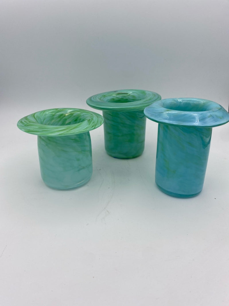 LA Biggs Coral Set of Three Vases