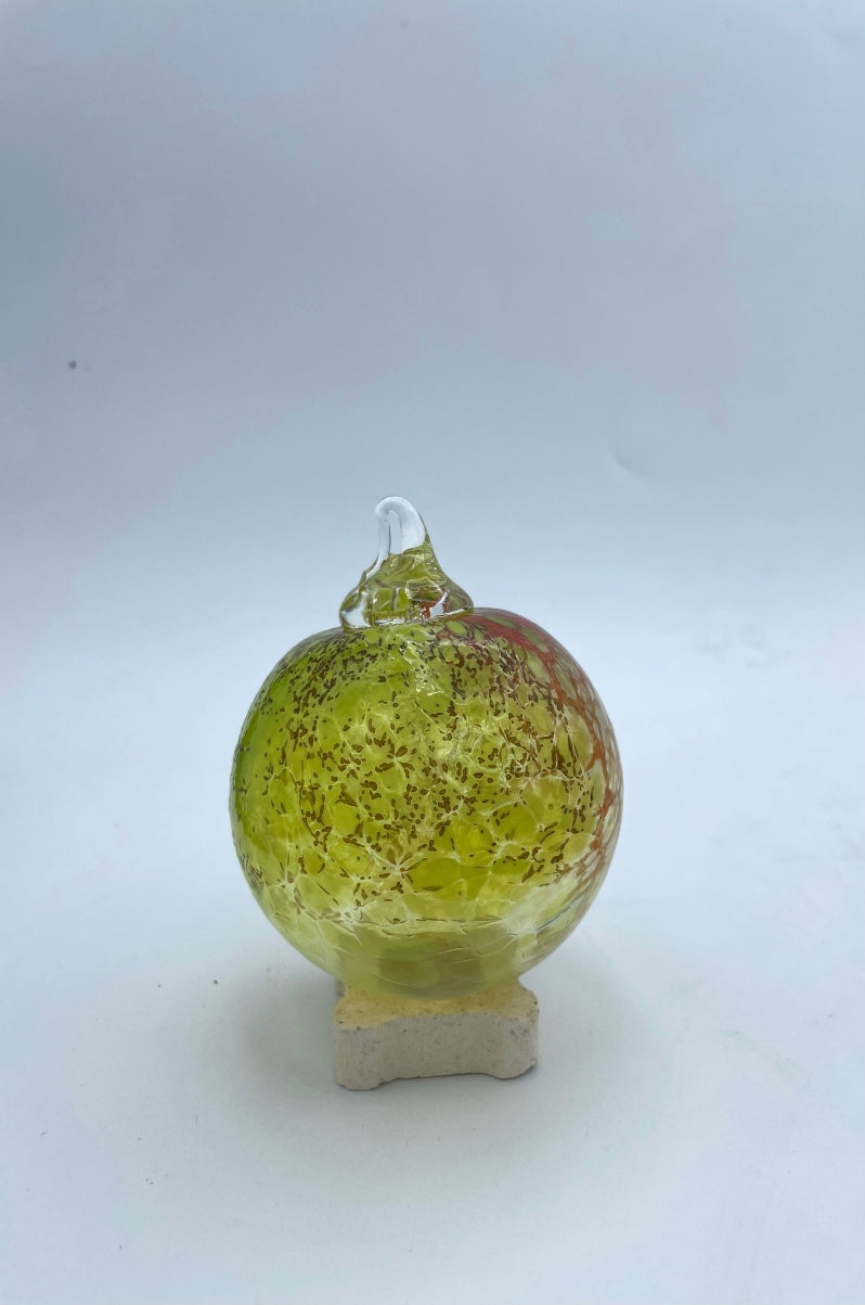 Green and Red Glass Ornament
